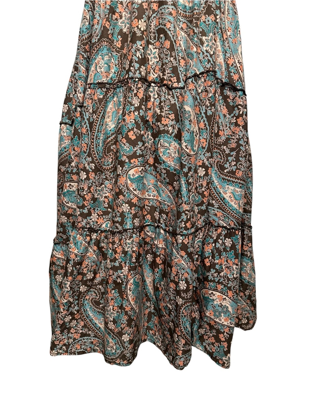 Pastel Paisley Print Strapless Ruched Summer Dress / Medium (Estimated) / Boho - Picture 3 of 7